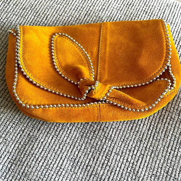 Zara Bags Zara Mustard Yellow Crossbody Bag Genuine Leather Suede